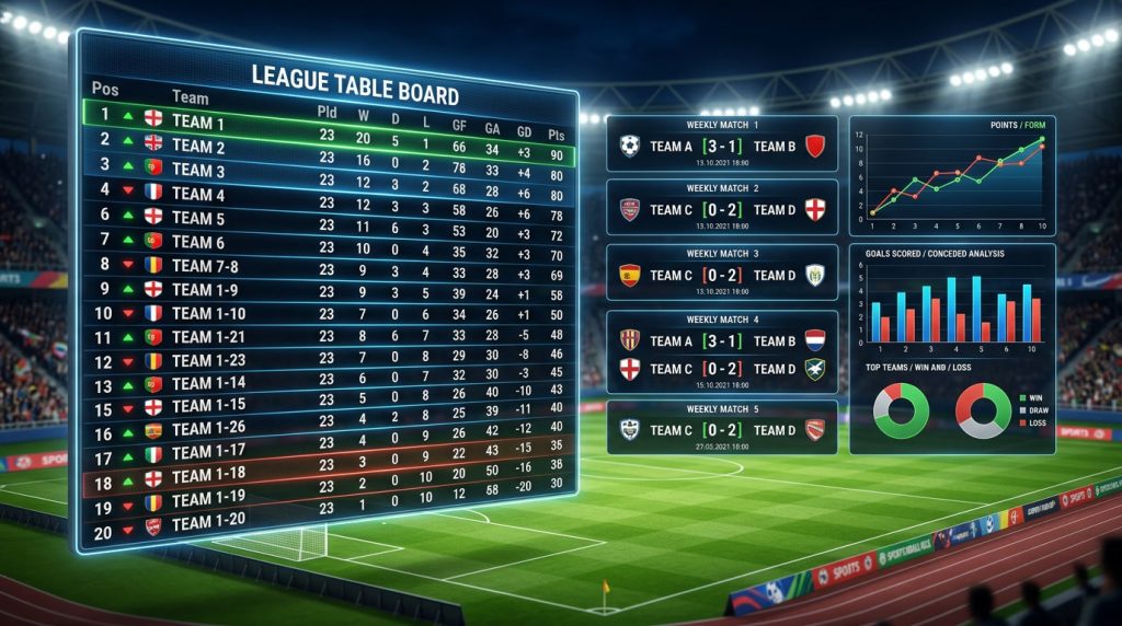 cara baca klasemen bola,hasil pertandingan detail,posisi klasemen eropa