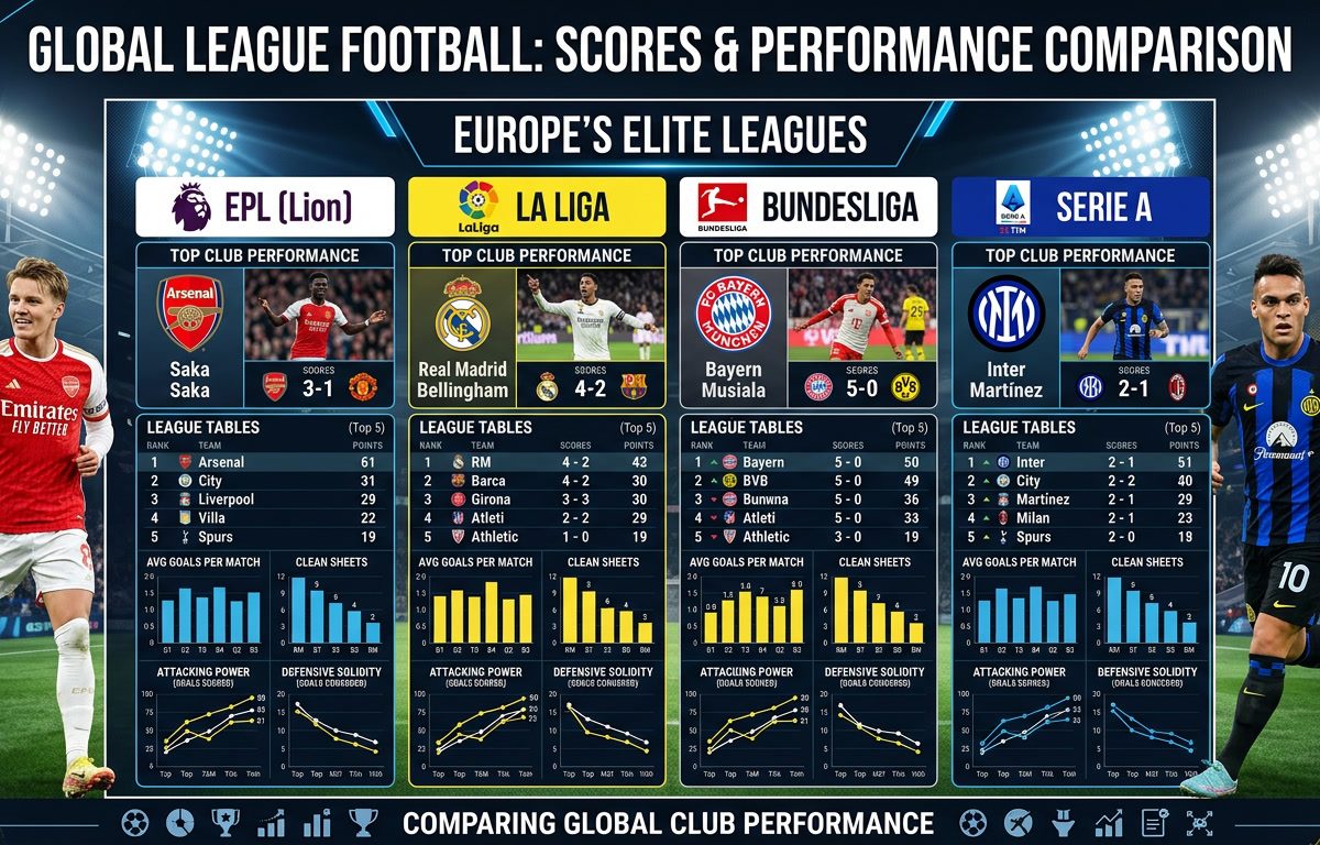 skor sepak bola, hasil liga dunia, performa klub Eropa, klasemen sepak bola